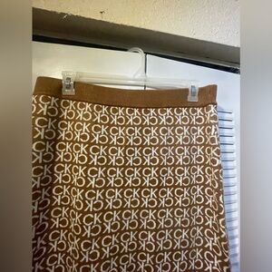 Calvin Klein Tan and White Logo Skirt